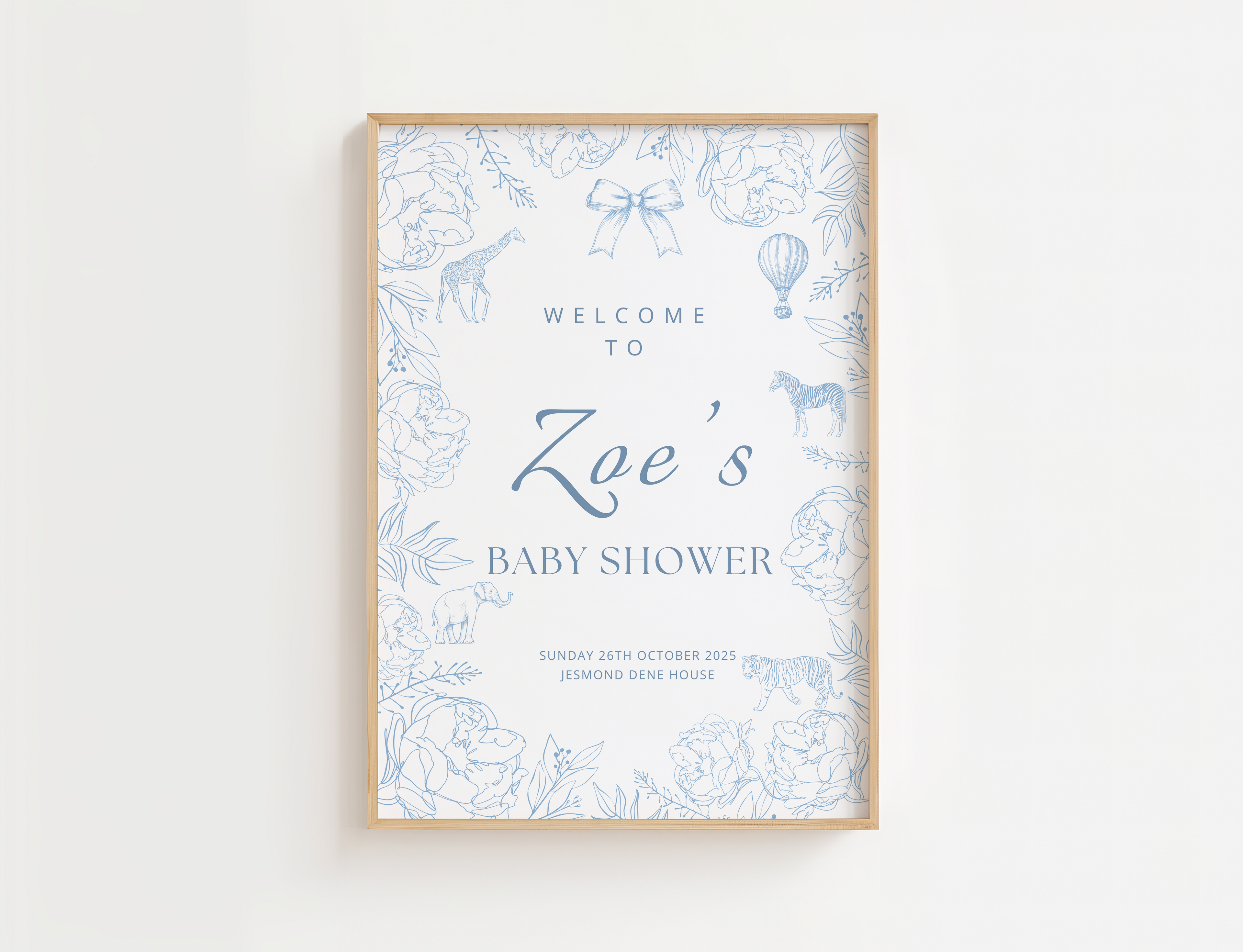 Baby Shower/Christening/Birthday Toile De Jouy Welcome Sign