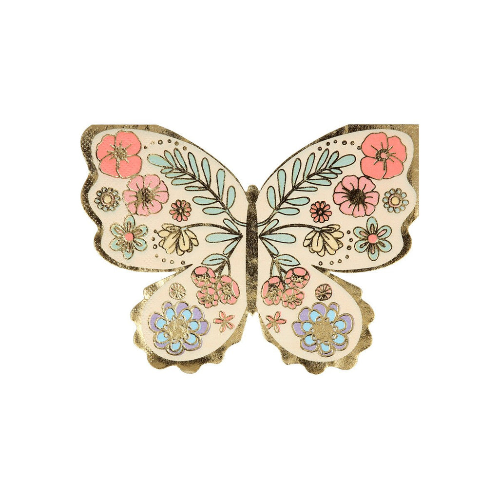 Floral Butterfly Napkins ( x 16 )