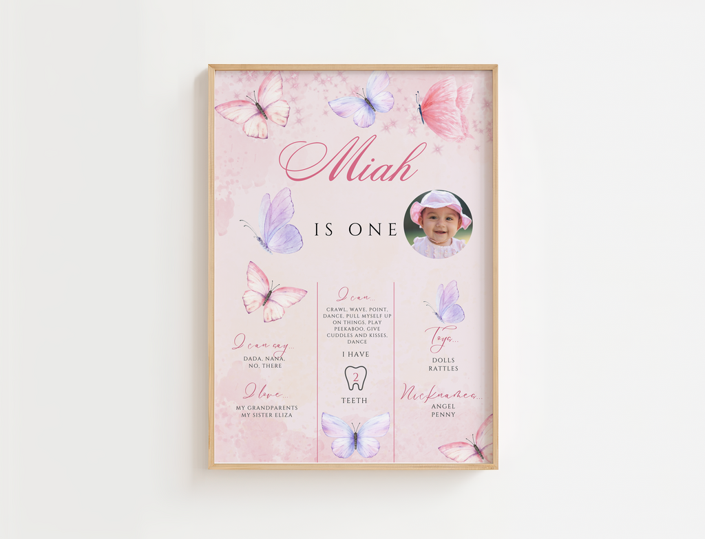 Milestone Board First Birthday Butterfly Theme