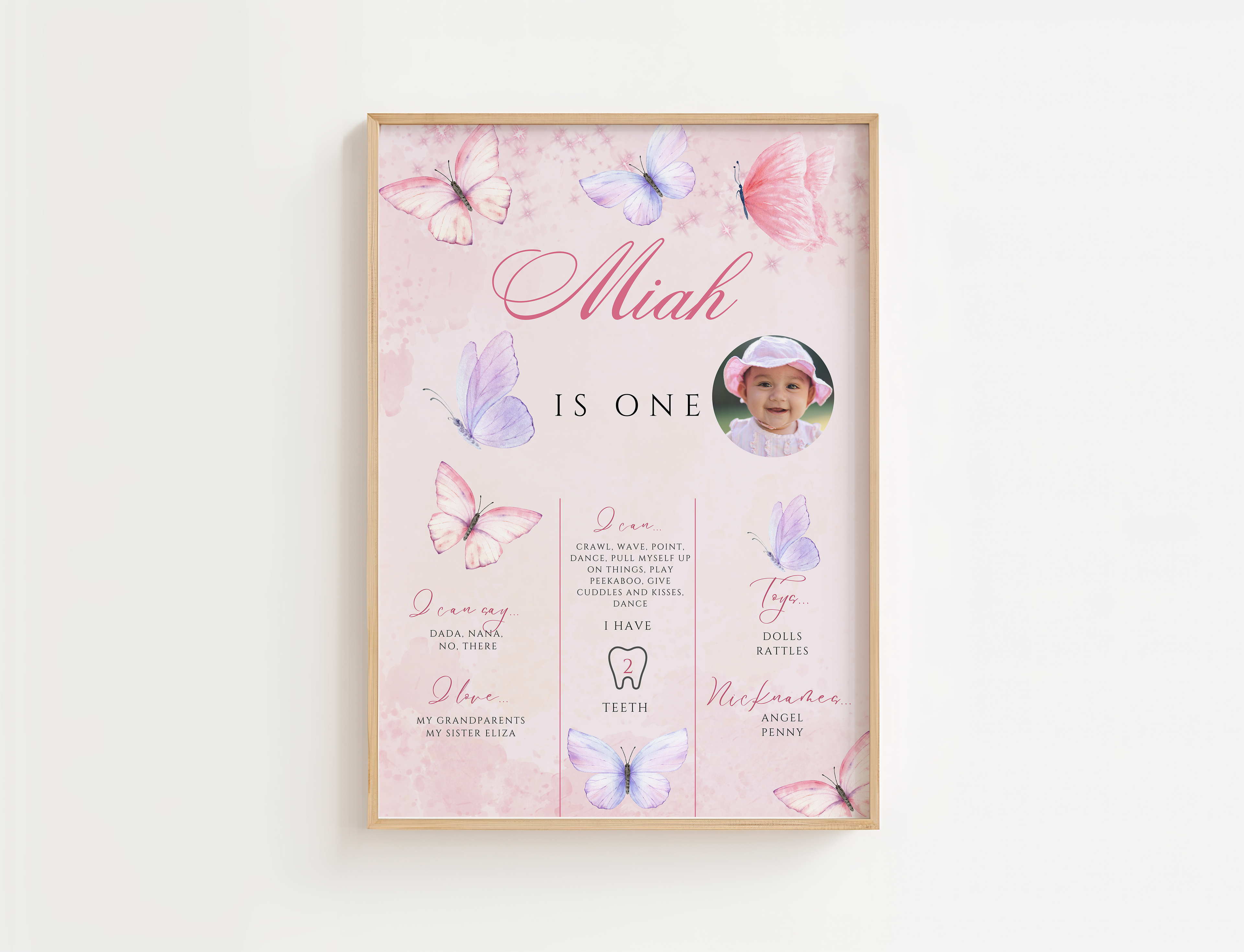 Milestone Board First Birthday Butterfly Theme