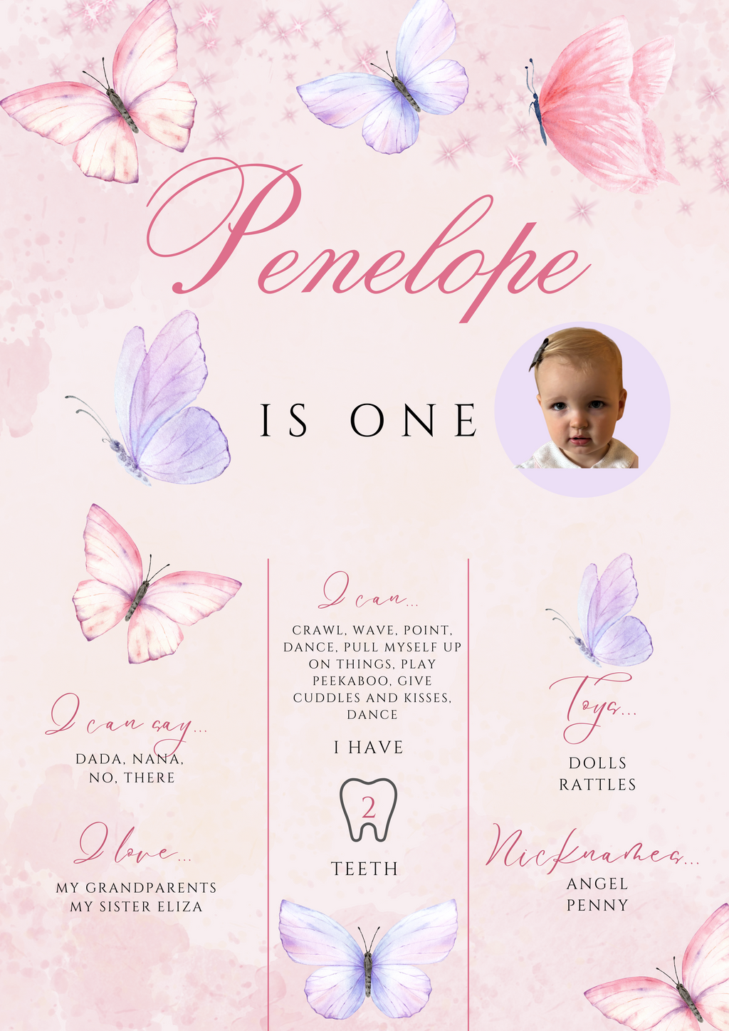 Milestone Board First Birthday Butterfly Theme