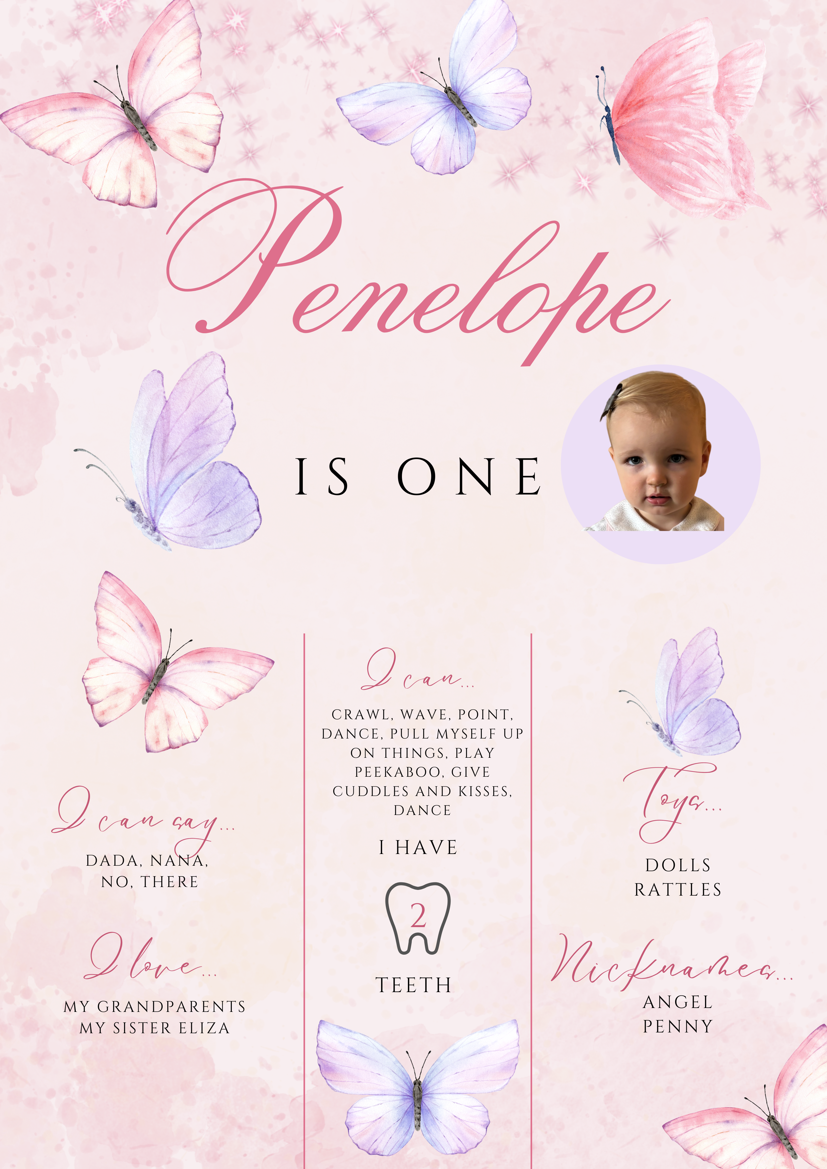 Milestone Board First Birthday Butterfly Theme