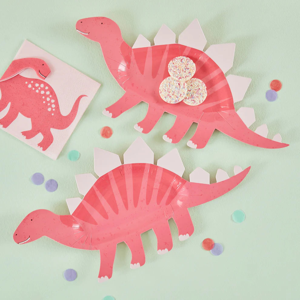 Pink Shaped Dinosaur Plate