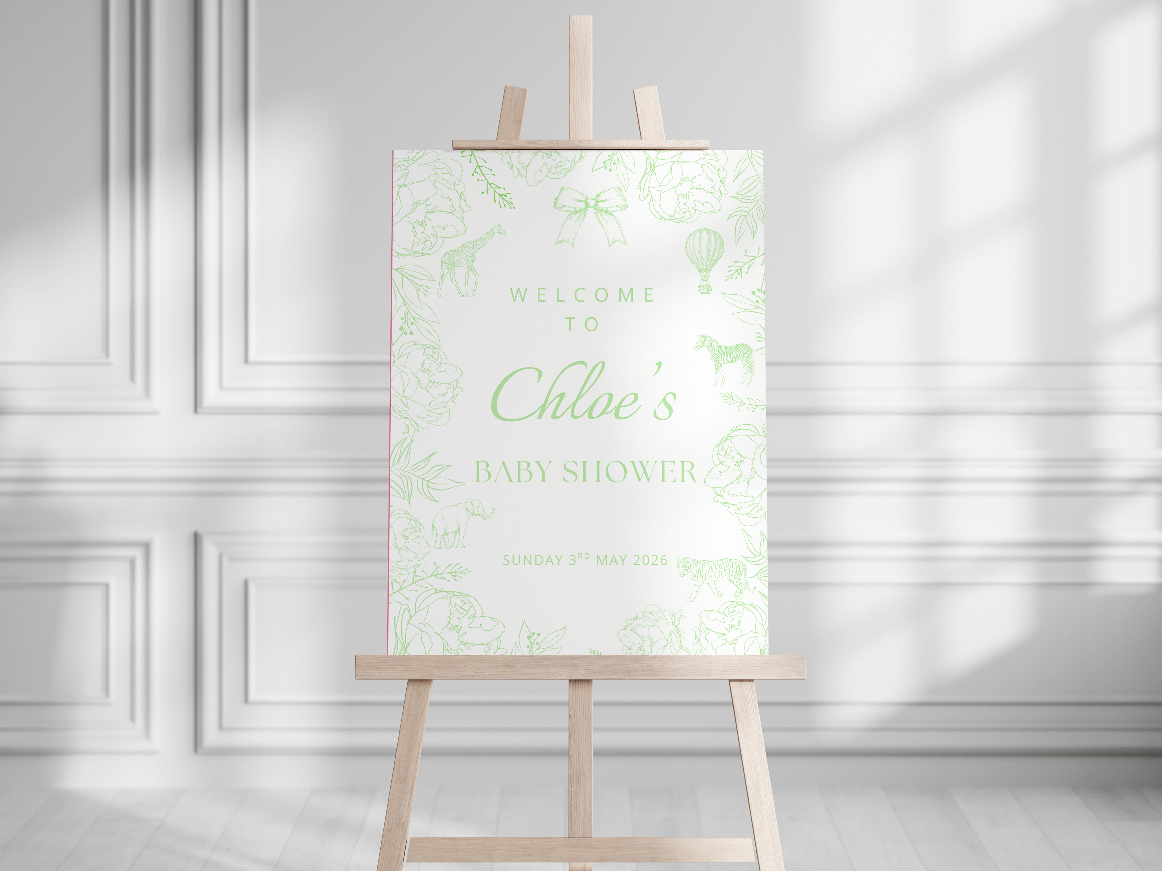 Baby Shower/Christening/Birthday Toile De Jouy Welcome Sign