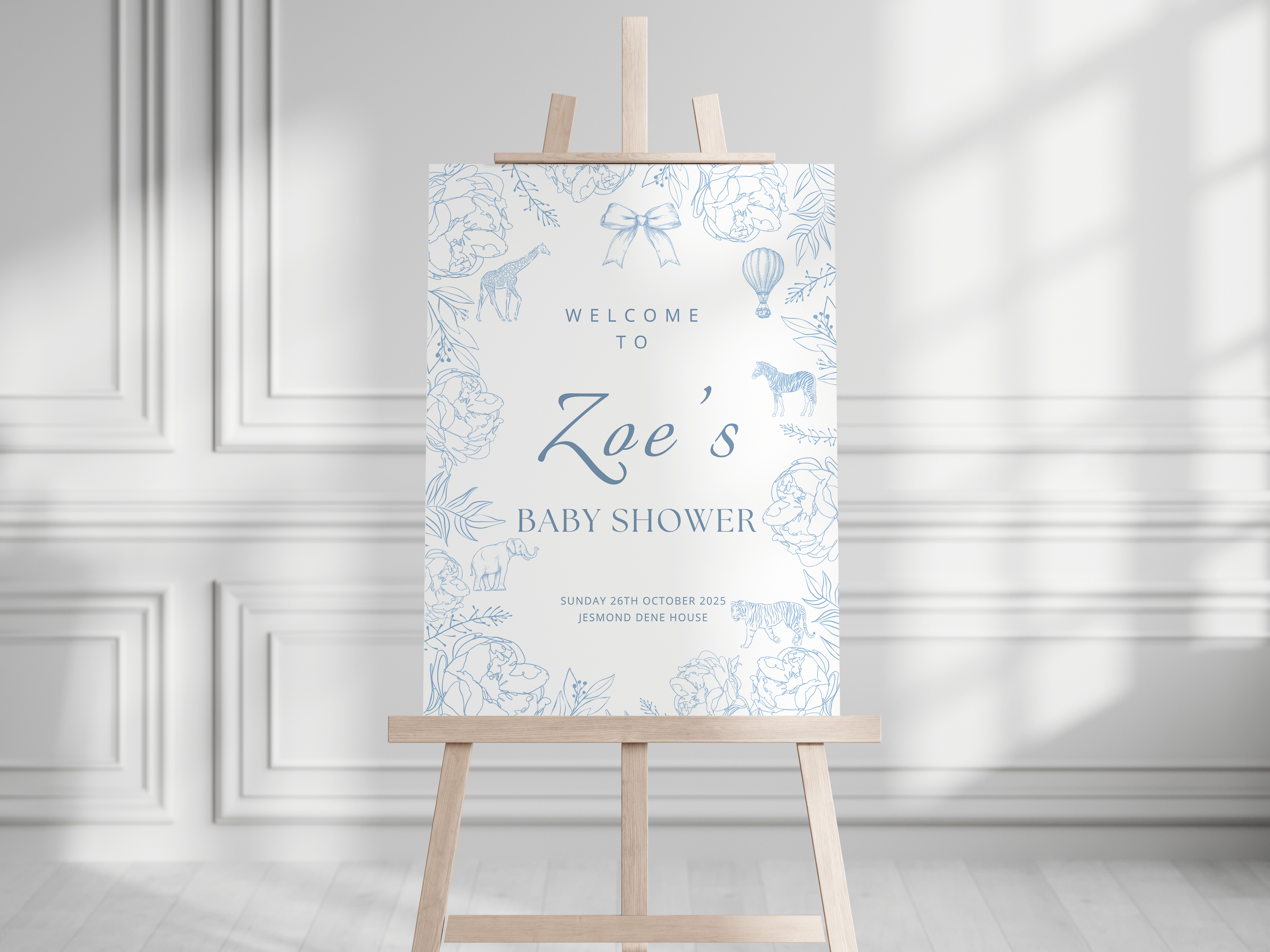 Baby Shower/Christening/Birthday Toile De Jouy Welcome Sign