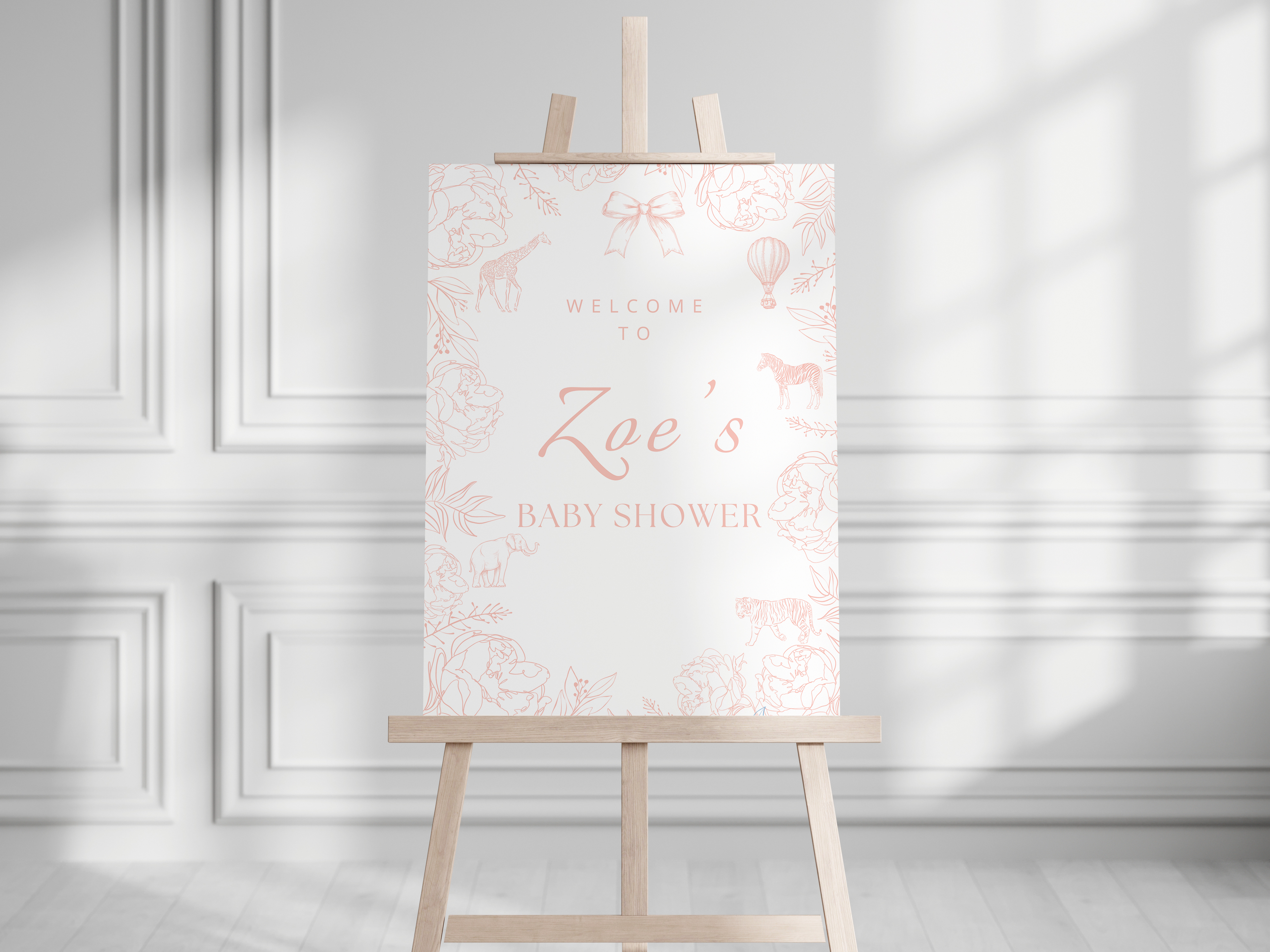 Baby Shower/Christening/Birthday Toile De Jouy Welcome Sign